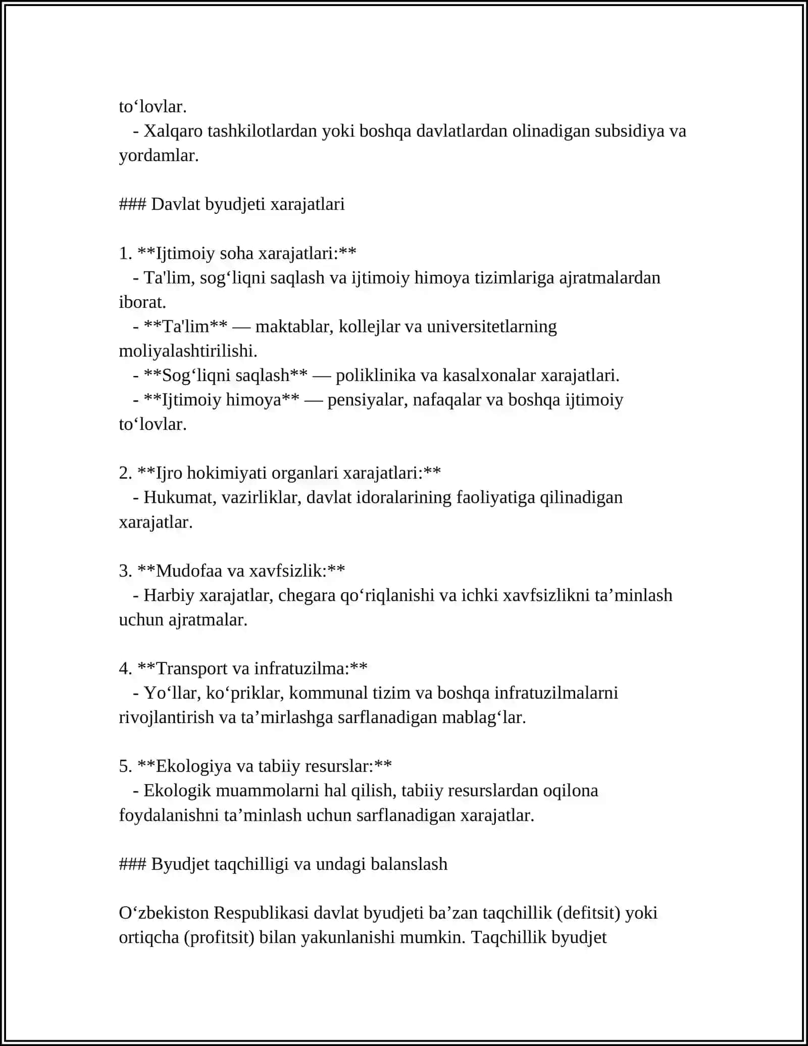 O'ZBEKISTON RESPUBLIKASI DAVLAT BYUDJETI DAROMADLARI TARKIBIDA SOLIQLARNING TUTGAN AHAMIYATI VA AHAMIYATI 4