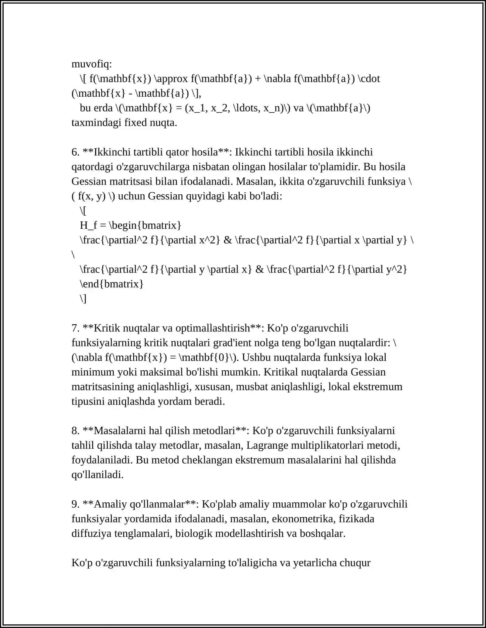 KO'P O'ZGARUVCHI FUNKTSIYANING EKSTIRIMUMI 4