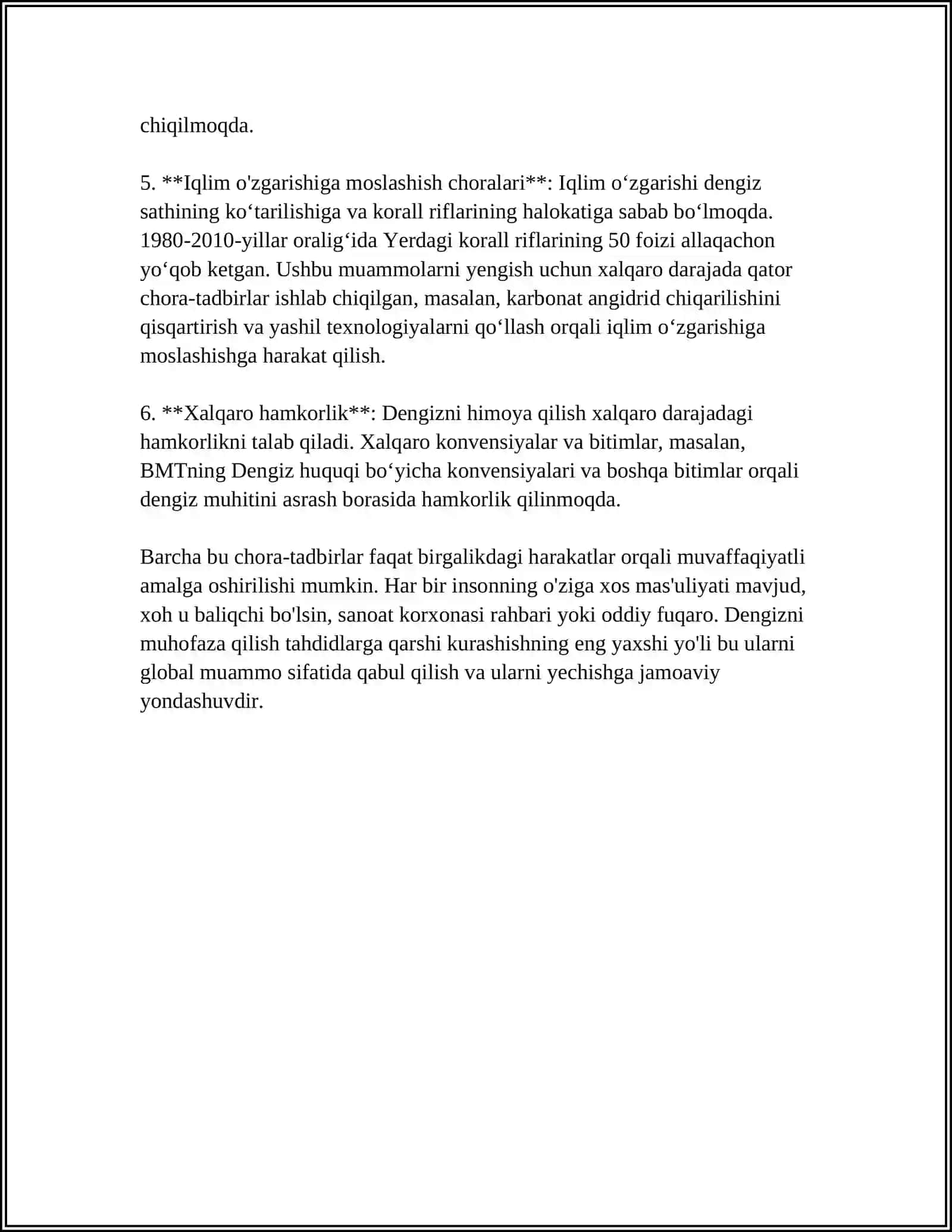 DUNYO OKEANI BOYLIKLARINI MUHOFAZA QILISH 4