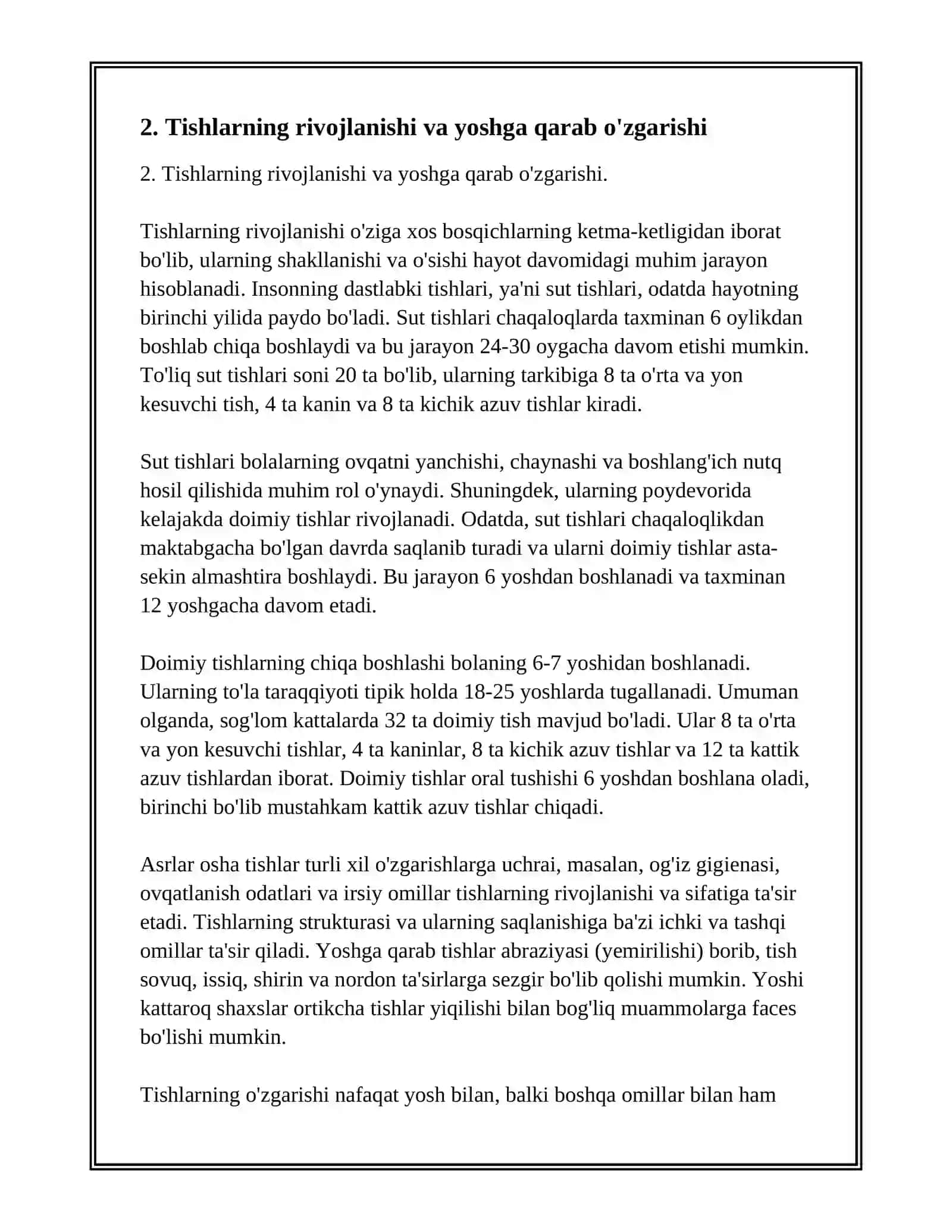 OGIZ BOSHLIGI TISHLAR ULARNING YOSHGA QARAB OZGARISHI TIL SOLAK BEZLARI YUMSHOQ TANGLAY VA HALQUM 4