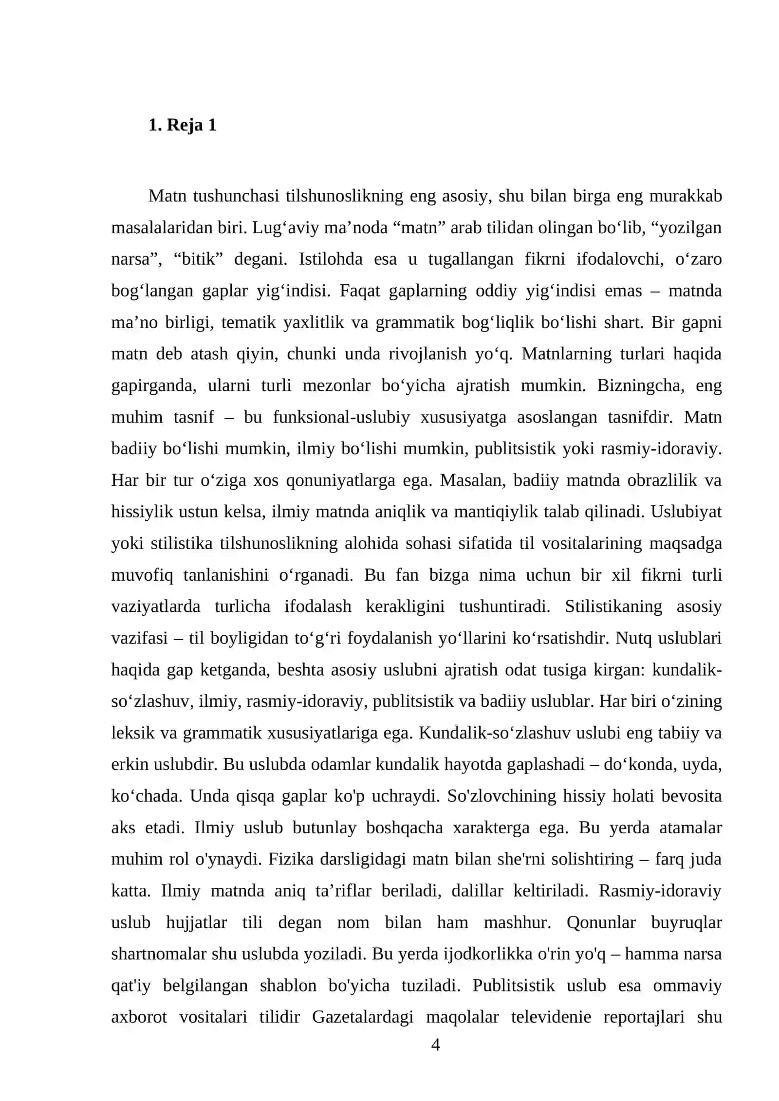 Matn va uning turlari. Uslubiyat (stilistika). Nutq uslublari haqida ma’lumot 4