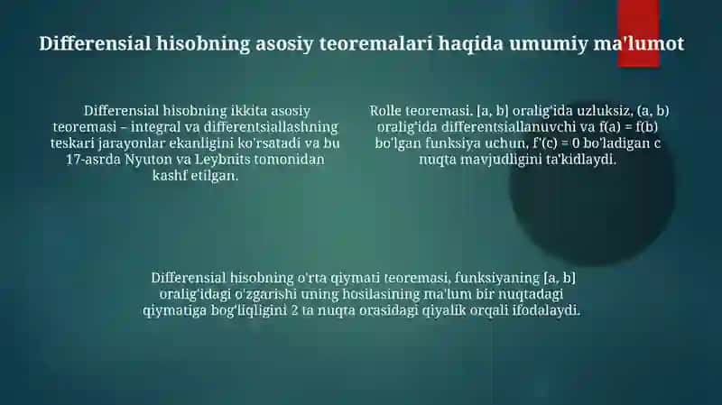 Differensial hisobning asaosiy teoremalari 4