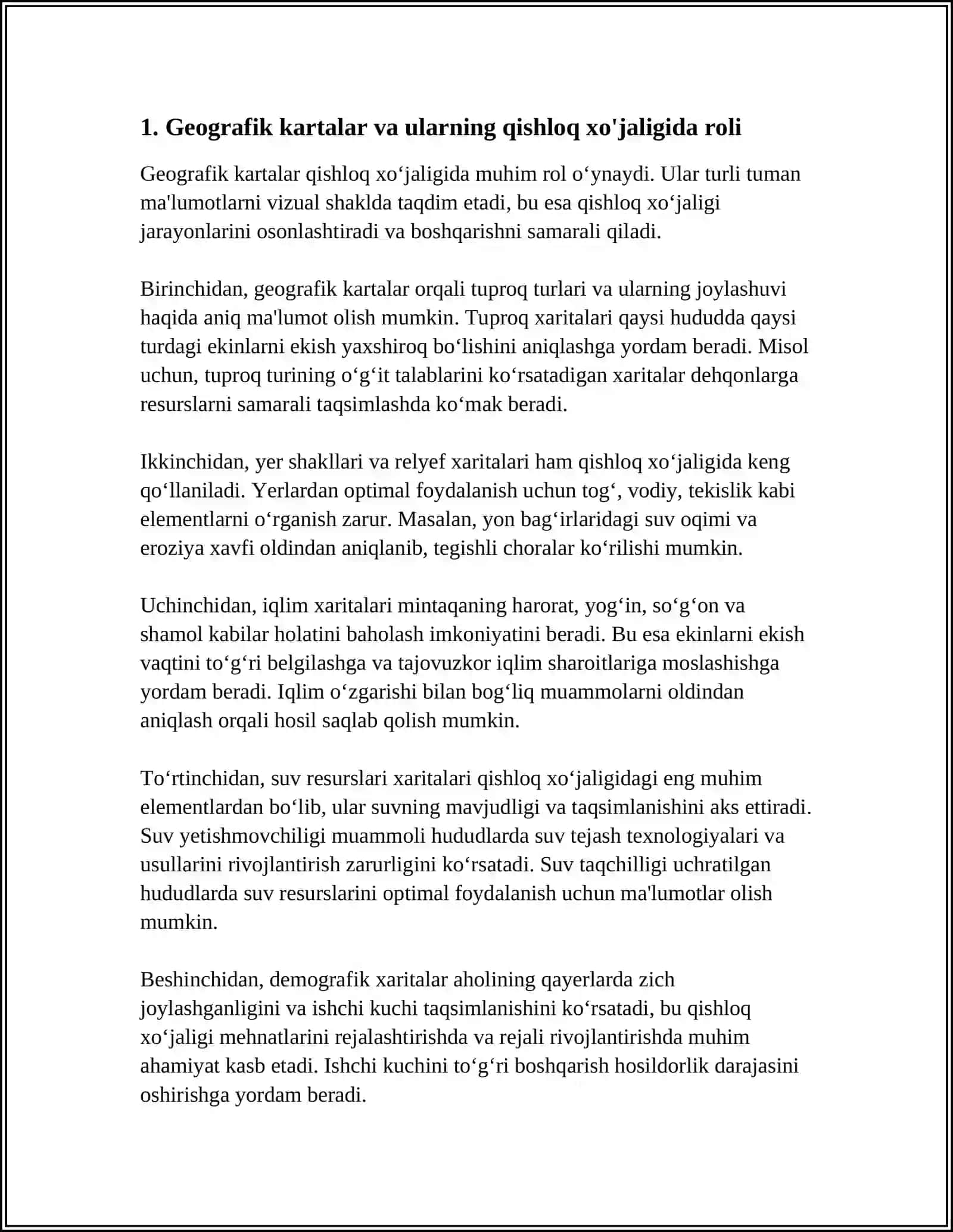 GEOGRAFIK KARTALARDAN QISHLOQ XO'JALIGIDA FOYDALANISHNING AHAMIYATI 4