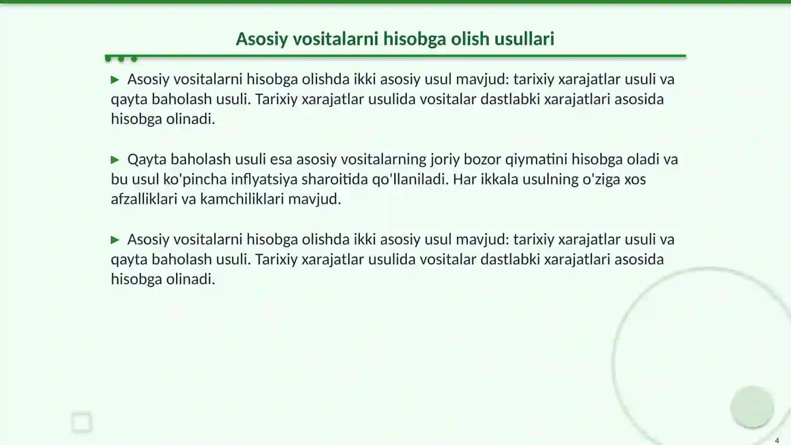 Asosiy vositalar hisobini tashkil qilish hamda uning vazifalari 4