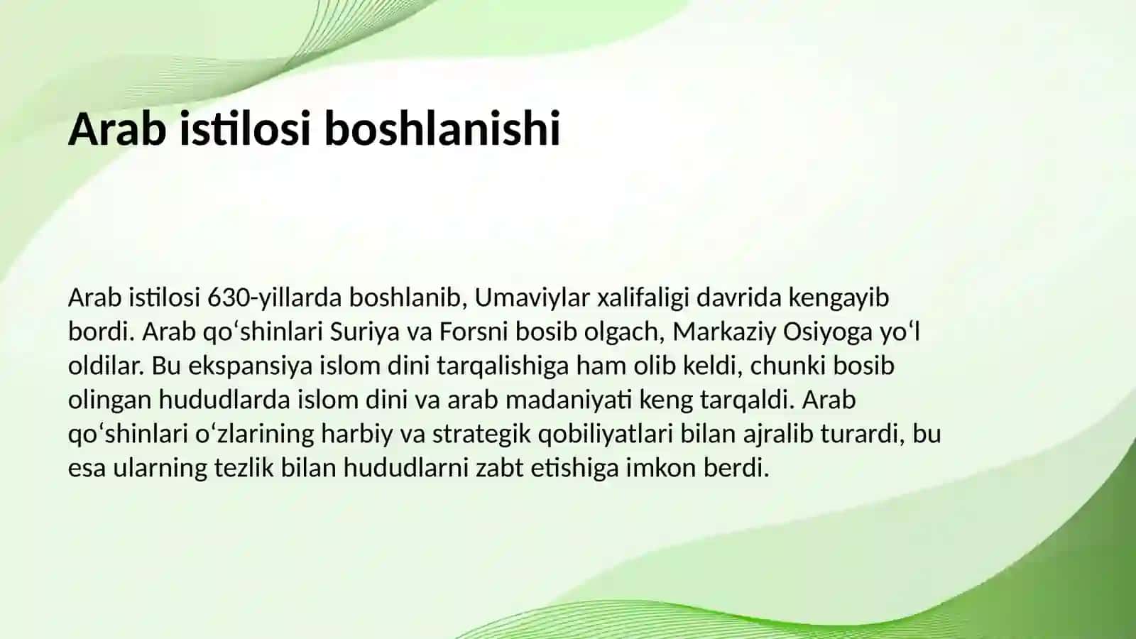 Arablarning oʻrta Osiyoni istilo qilish tarixiy geografik xaritasi 4