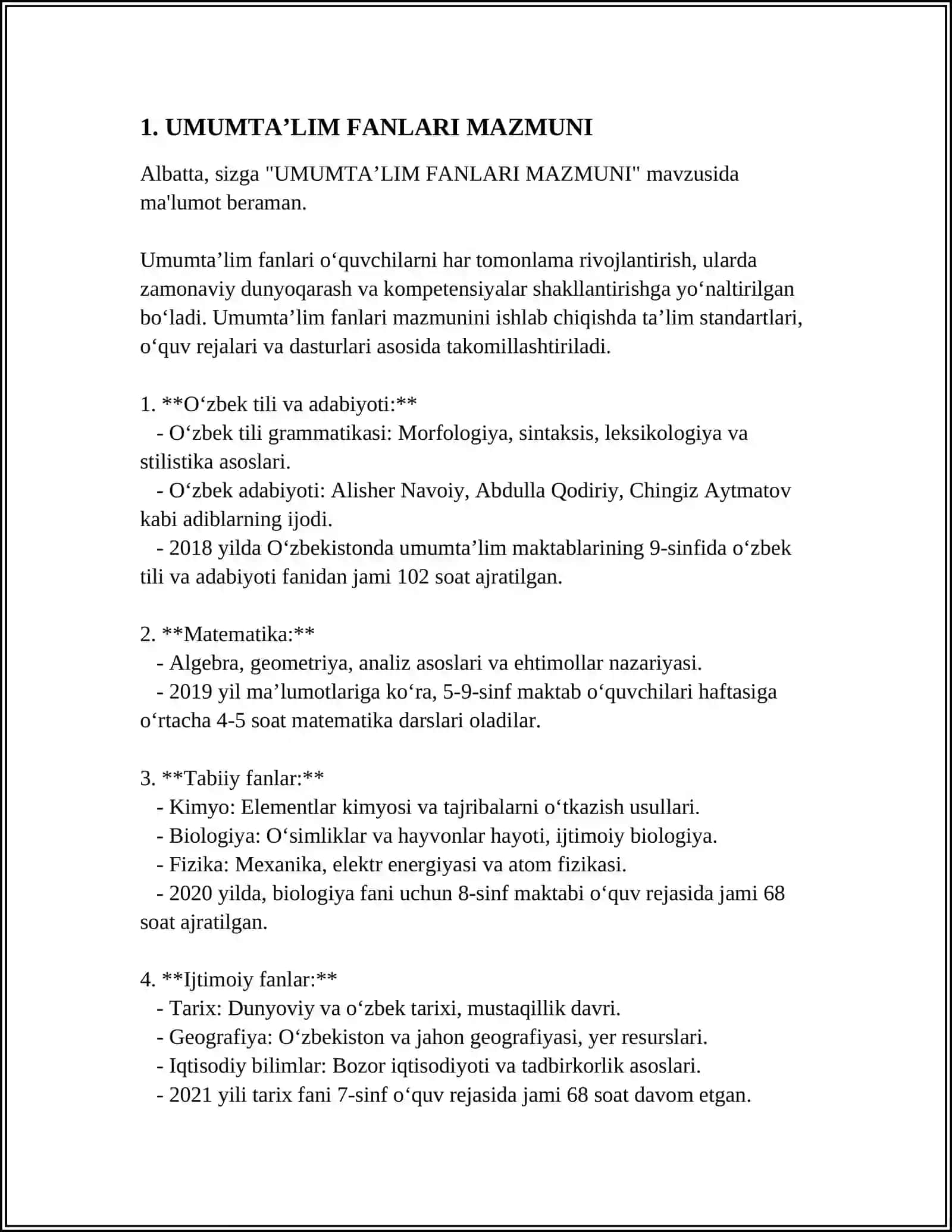 UMUMTAʼLIM FANLARI MAZMUNI 4