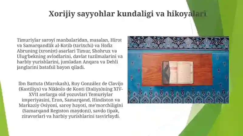 Temuriylar davrining tarixiy manbalar 4