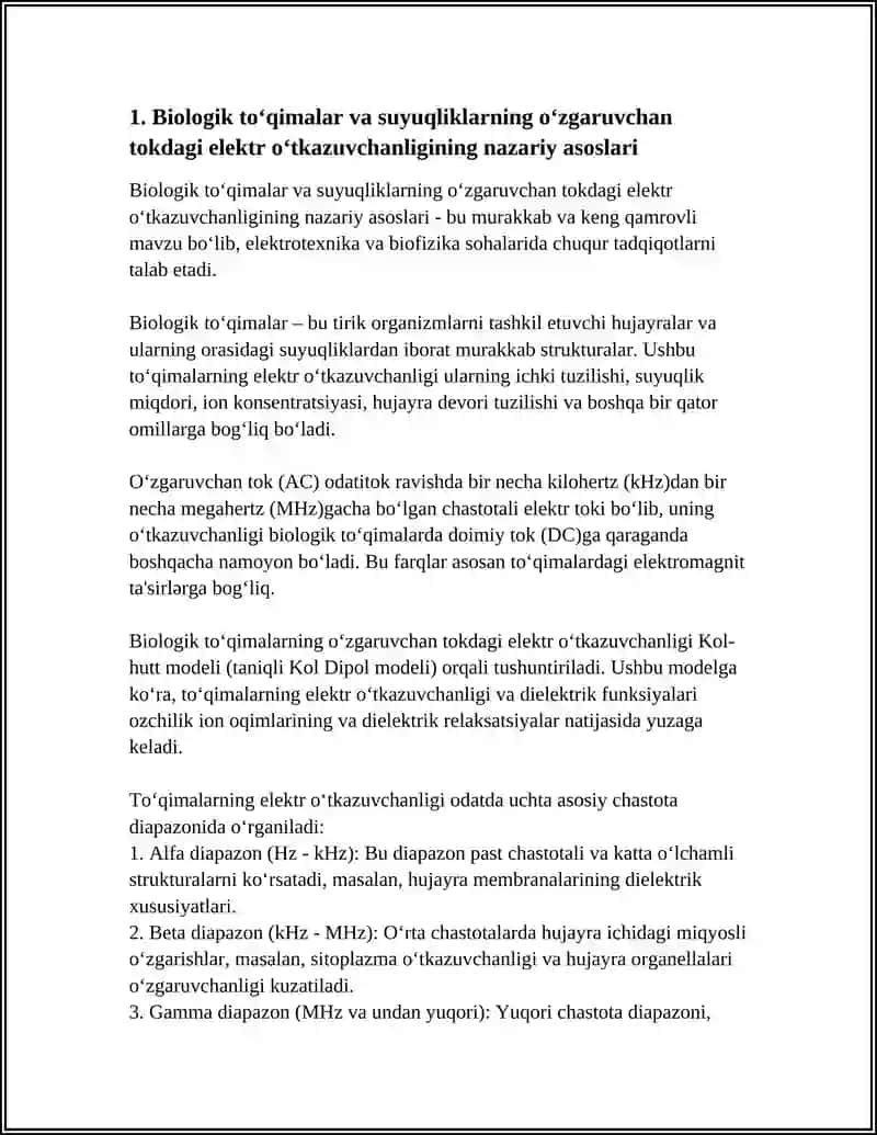 BIOLOGIK TÕQIMALAR VA SUYUQLIKLARNING ÕZGARMAS TOKDA ELEKT ÕTKAZUVCHINING AEROIONLAR VA ULARNING DAVOLASH-PIROFILAKTIK TA'SIRI TERMO ELEKTR HODISALAR 4
