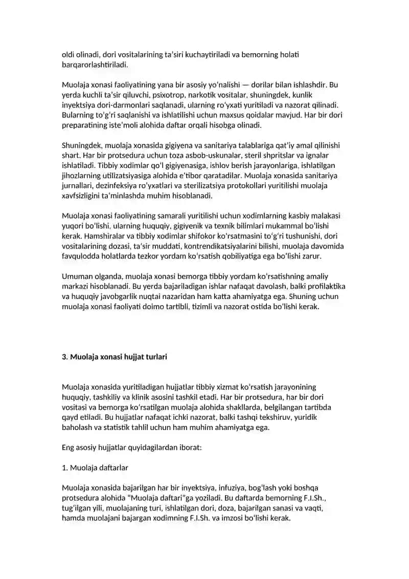 Muolaja xonasi hujjatlar bilan ishlash 4