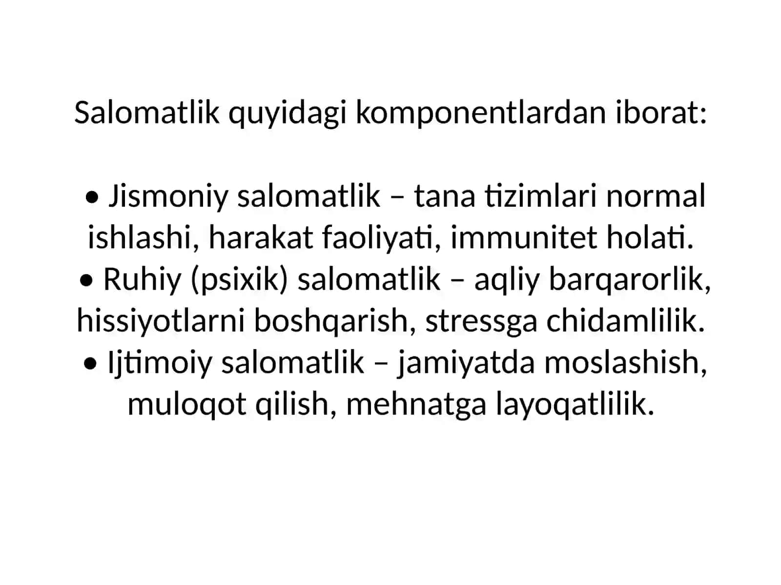 №9 Salomatlik tushunchasi, moslashish (adaptatsiya), fizioterapiya muolajalari 4