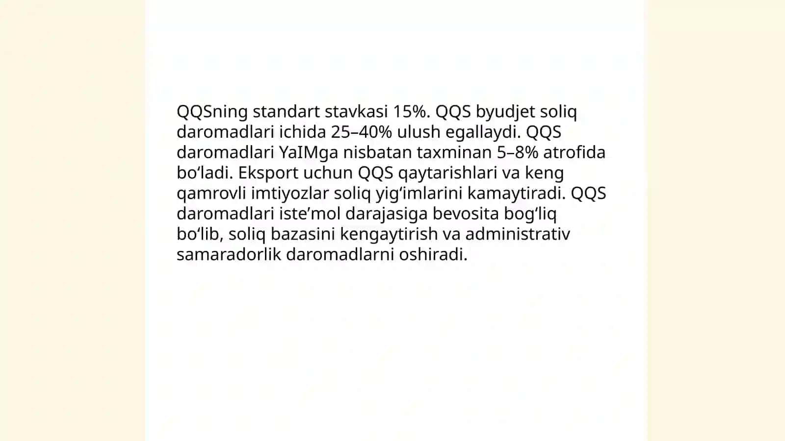 Soliq daromadlari turlari va ularning byudjetdagi ulushi 4