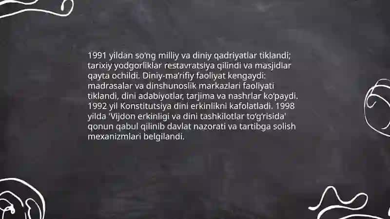 Mustaqillik yillarida O'zbekistonda ma'naviy va madaniy taraqqiyot 4