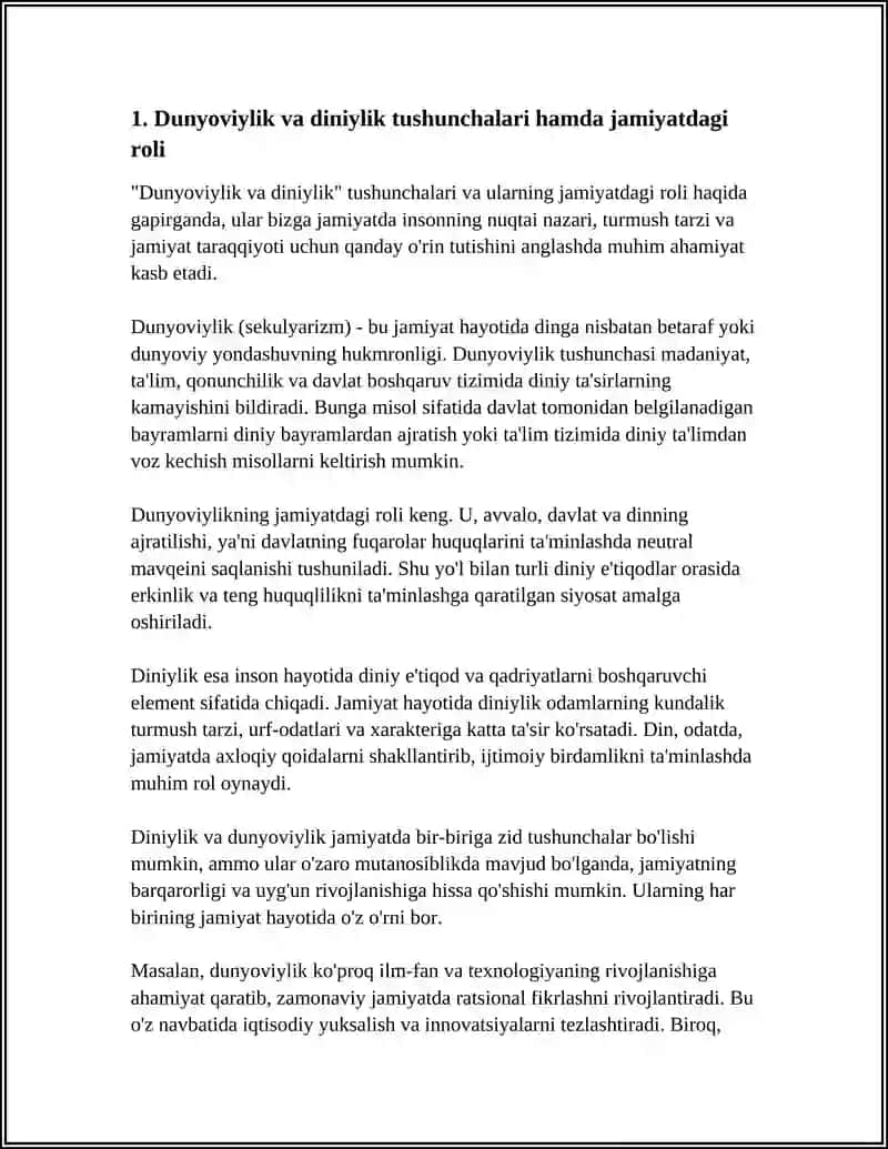 JAMIYAT HAYOTIDA DUNYOVIYLIK VA DINIYLIK MUTANOSIBLIK 4