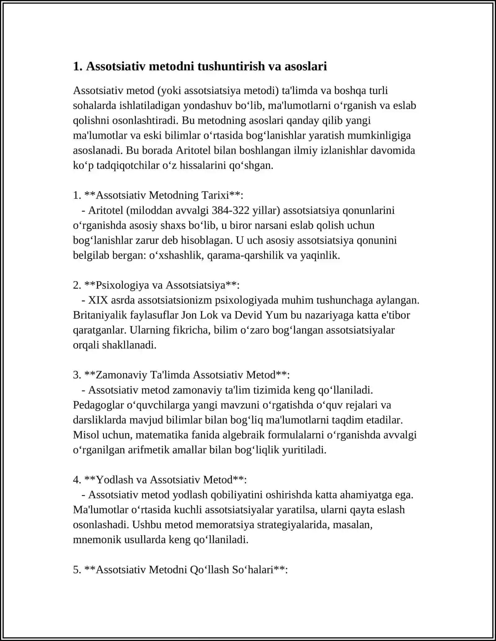 ASSOSIATIV METOD HIKOYANI TARIXAN YOKI JURNALLARNI METODIKASINING ASOSI SIFATIDA 4