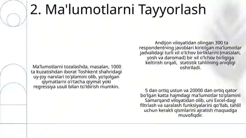 Statistik tahlil masalalarini MS Excel dasturidan foydalanib yechish 4