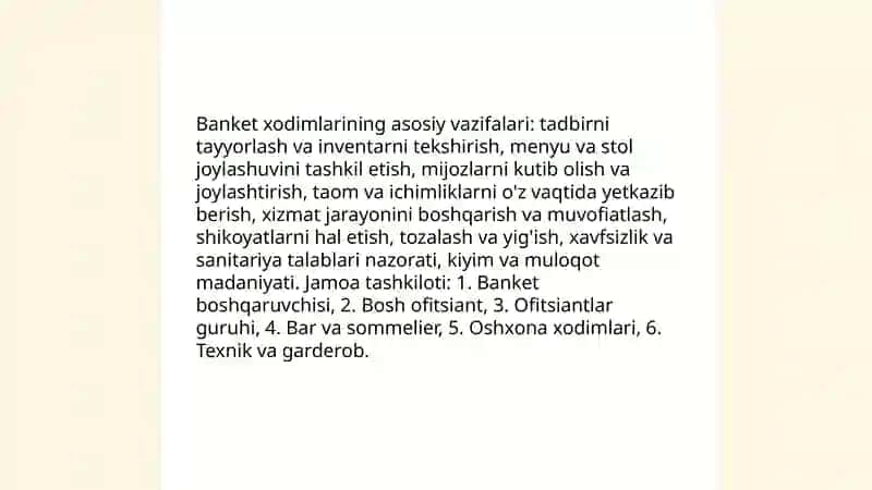 Banketlarda xizmat ko'rsatish 4