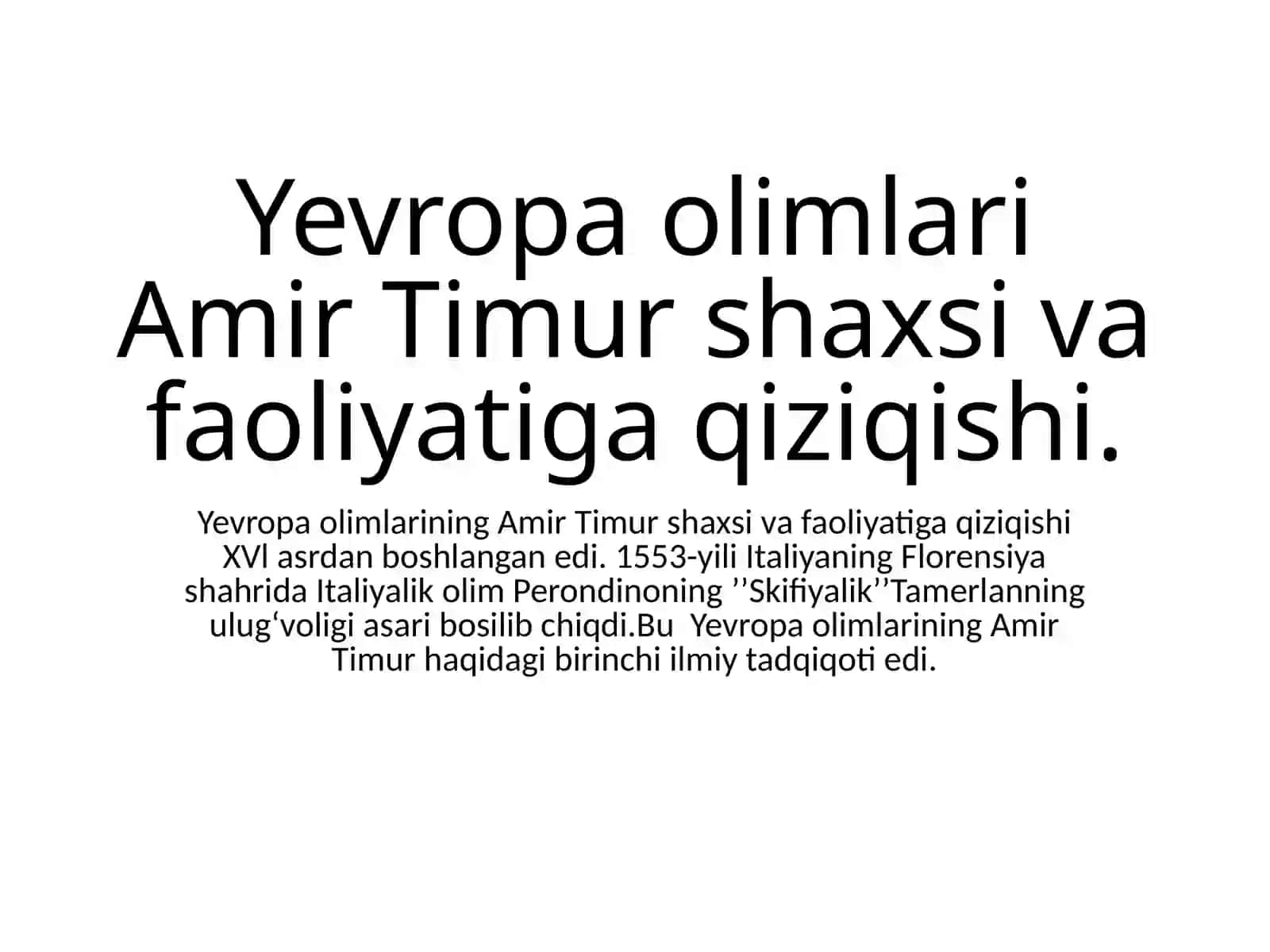 Amir Temur jahon tarixidagi tutgan o'rni 4