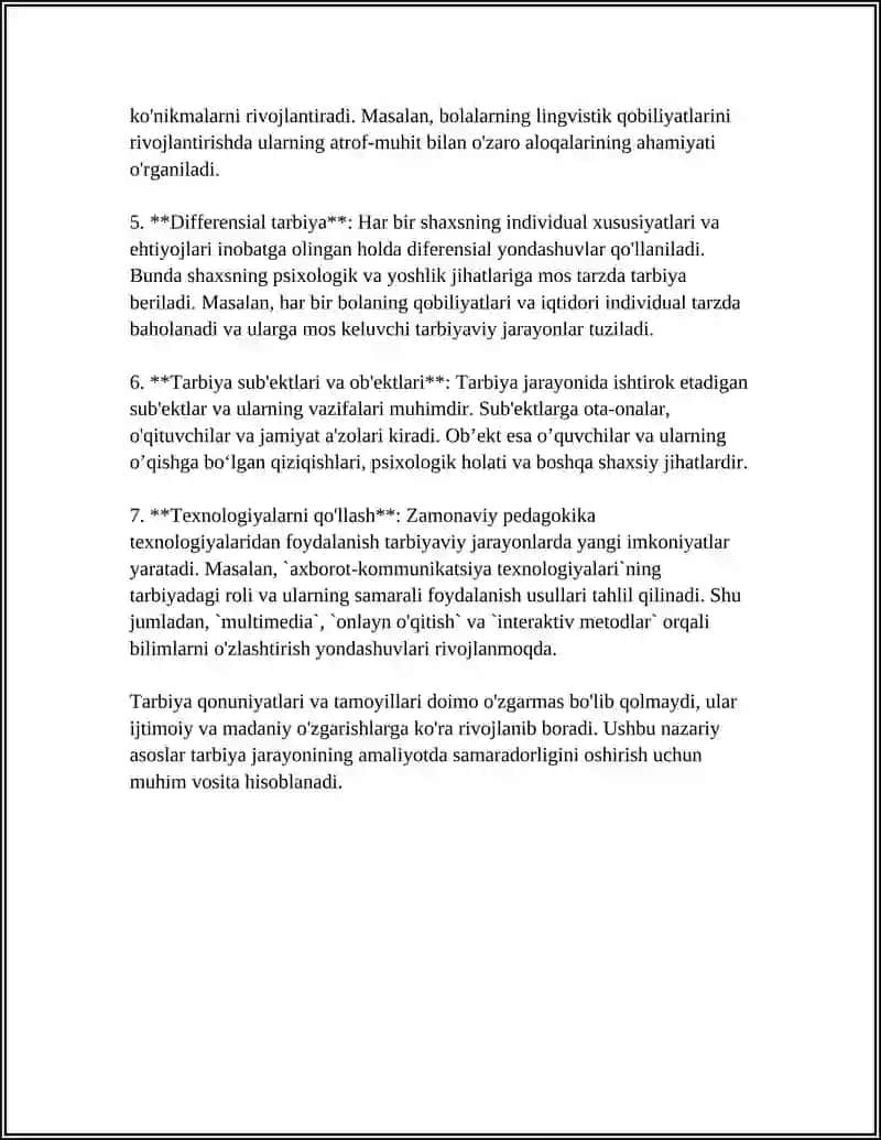 TARBIYA QONUNIYATLARI VA TAMOYILLARI 4