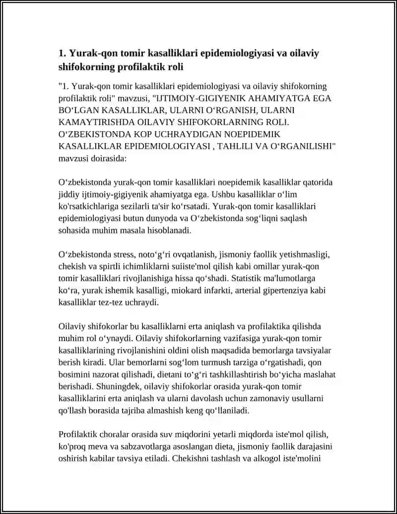 IJTIMOIY-GIGIYENIK AHAMIYATGA EGA BO'LGAN KASALLIKLAR, ULARNI O’RGANISH, ULARNI KAMAYTIRISHDA OILAVIY SHIFOKORLARNING ROLI 4