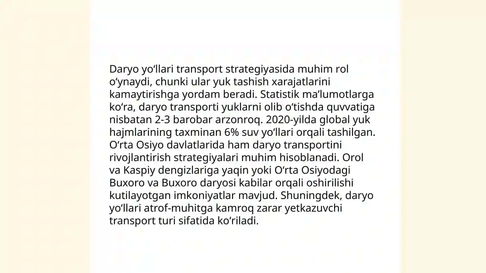 Oʻzbekiston Respublikasi daryo yo'llari va ularga qo'yiladigan talablar 4