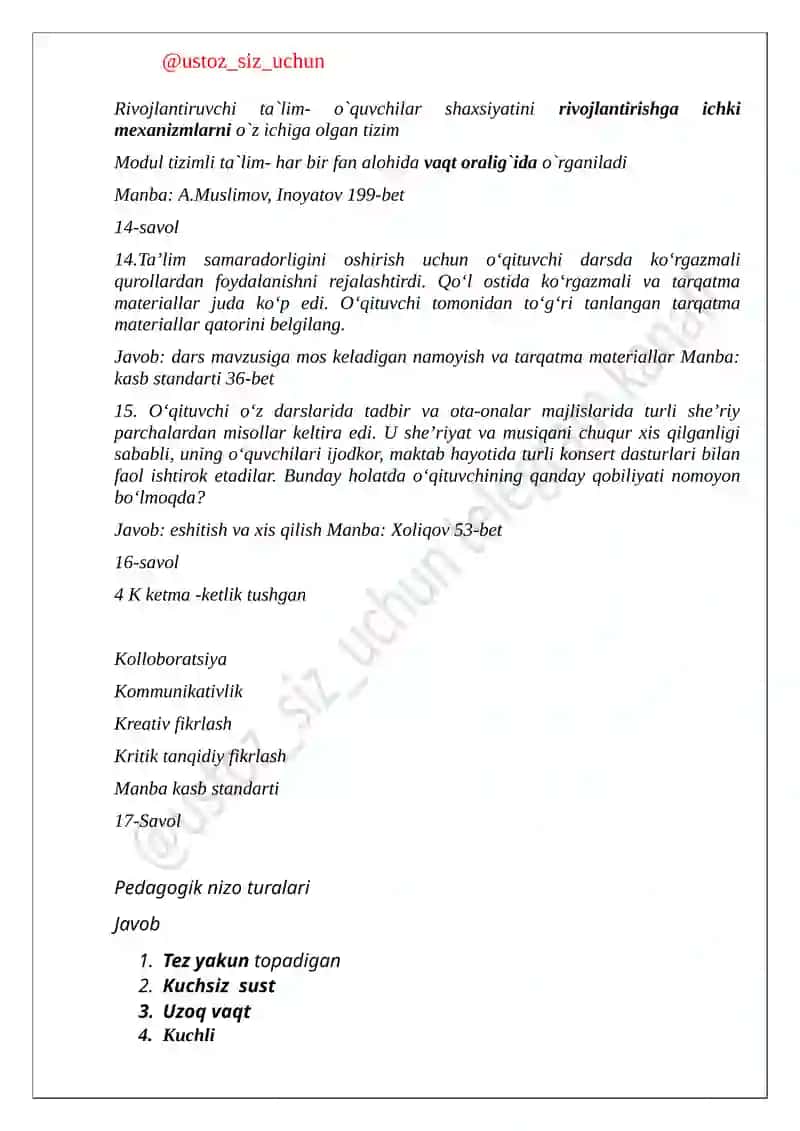 TUSHGAN SAVOLLAR JAVOBLARI BILAN 4