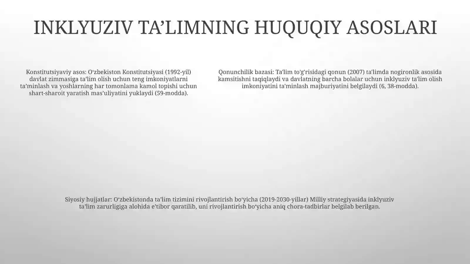 Ózbekistonda Inklyuziv Talimning Meyoriy Huquqiy BazasiniTahlilQilish 4