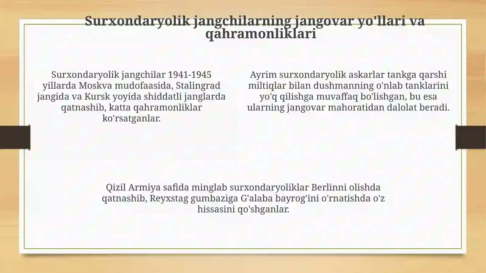 Surxandaryo viloyatidan Ikkinchi jahon urushida qatnashganlar haqida 4