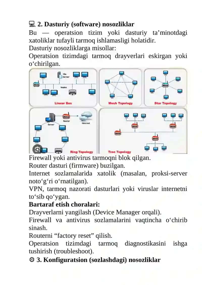 Tarmoq Nosozliklari va ularni bartaraf etish usullari 4