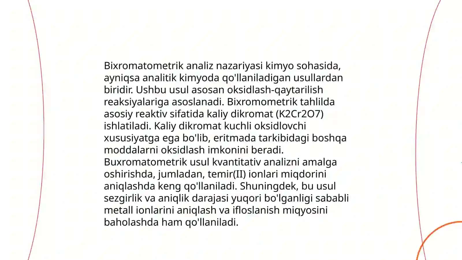 Eritmadagi Fe(lll) ionlarini bixromatometrik aniqlash 4