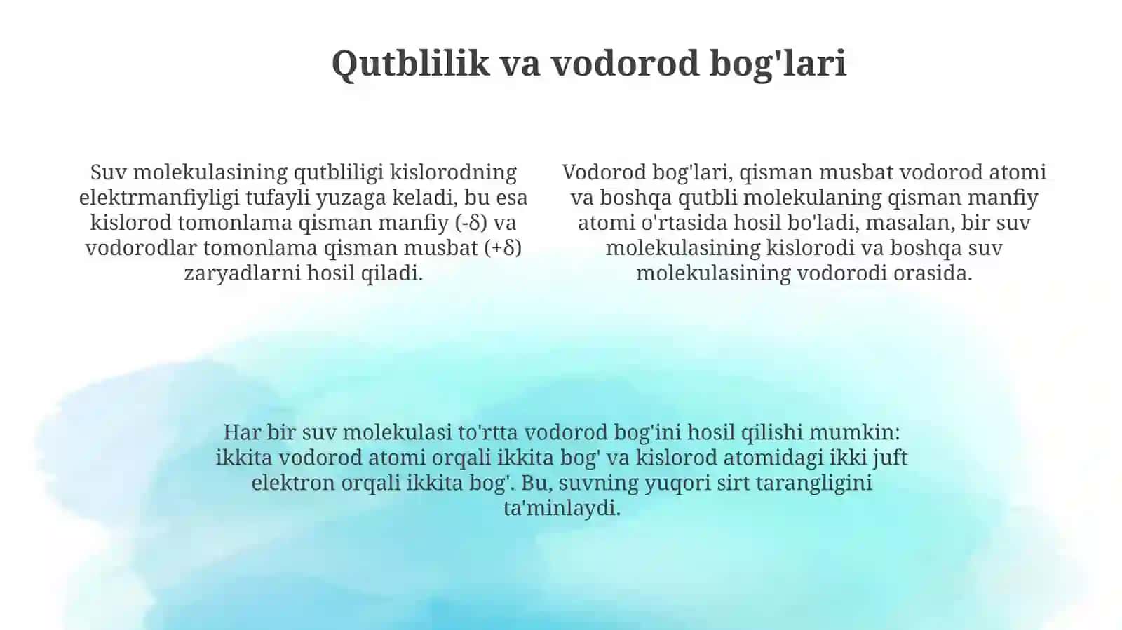 Suvning xossalari 4