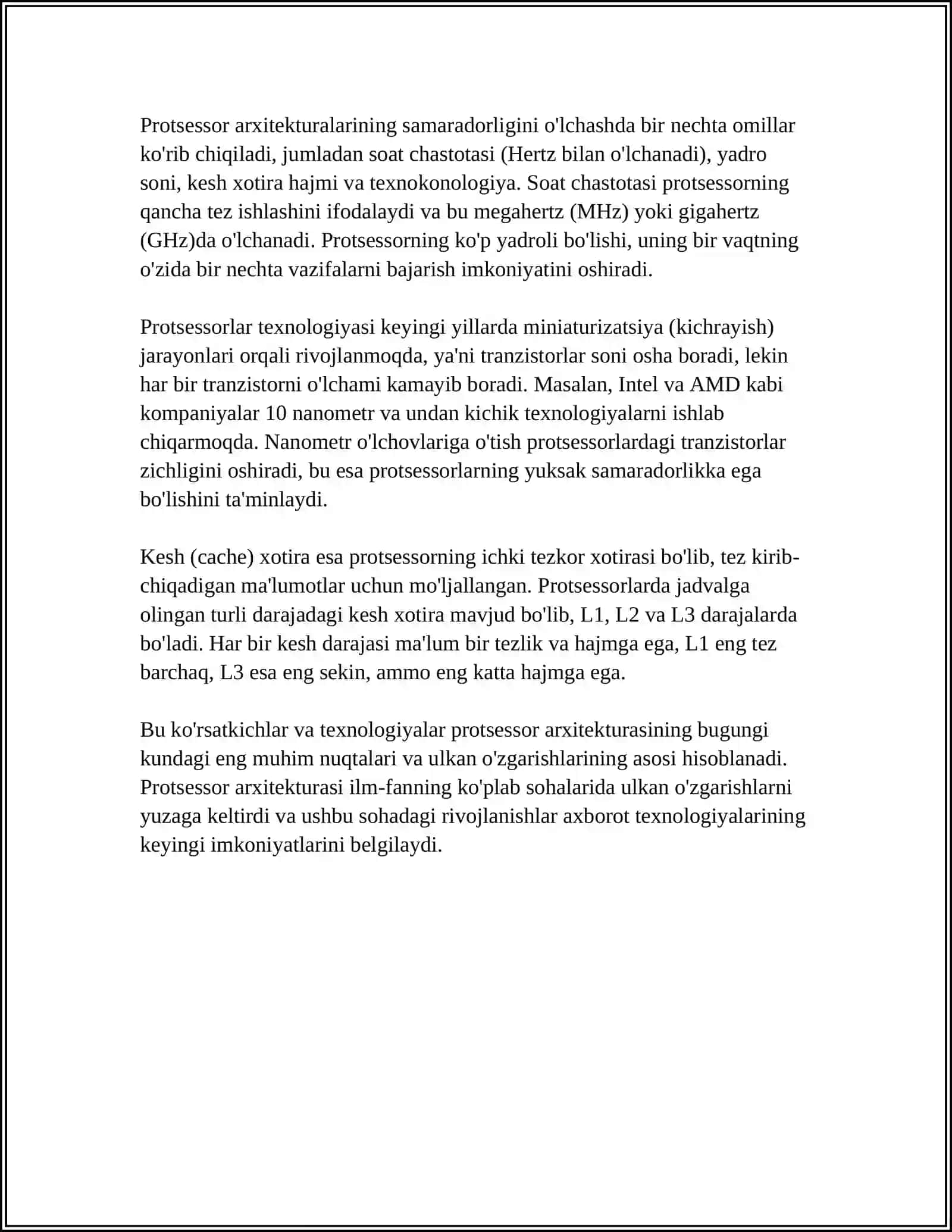 O‘RNATILGAN TIZIMLARDA QO‘LLANILADIGAN PROTSESSORLAR 4