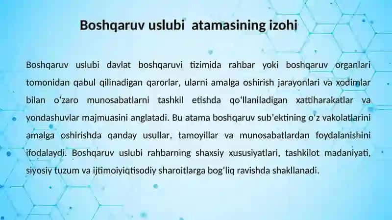 DAVLAT BOSHQARUVI USLUBLARI TUSHUNCHASI VA ULARNING XUSUSIYATLARI 4