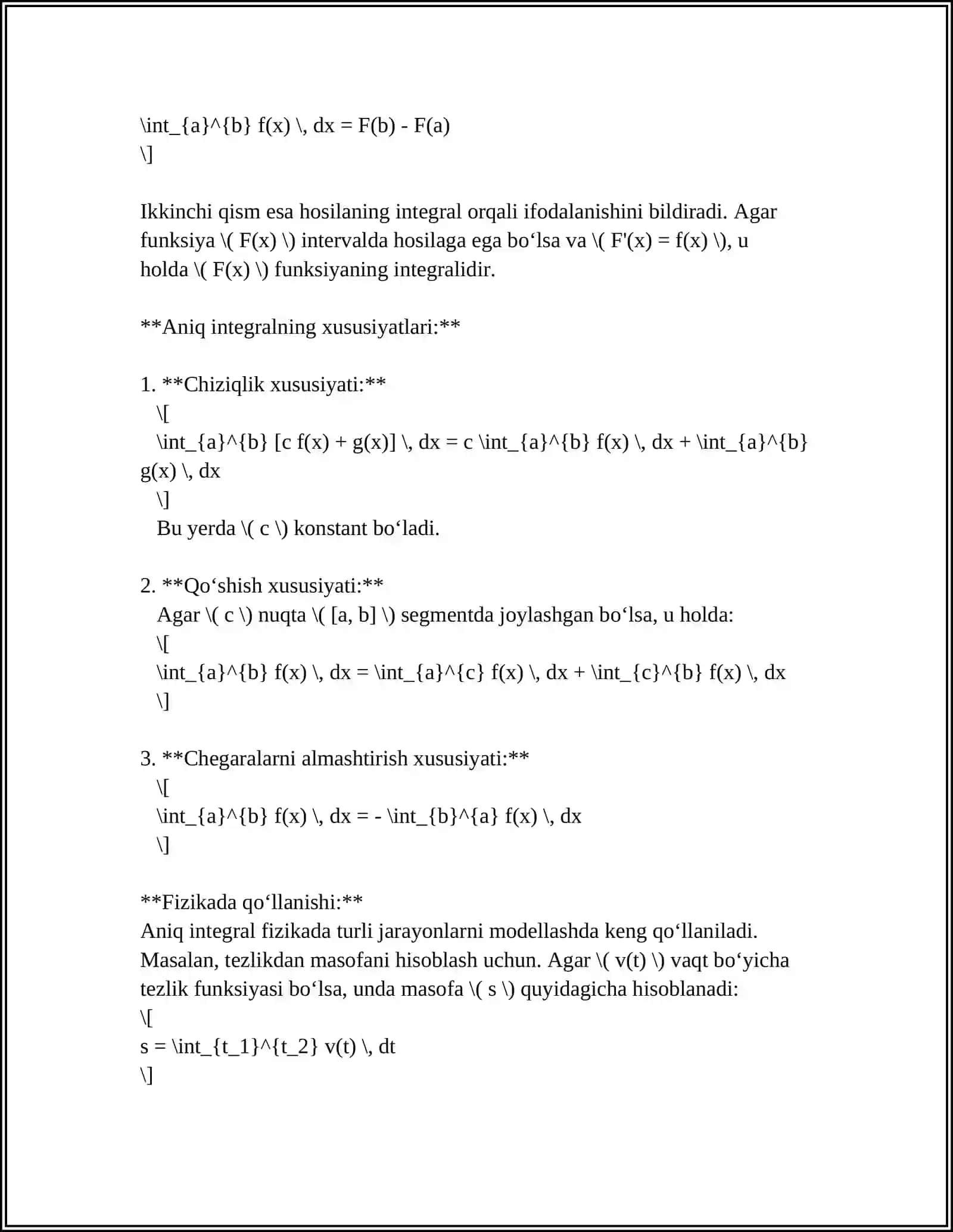 ANIQ INTEGRAL VA UNING XOSSALARI 4