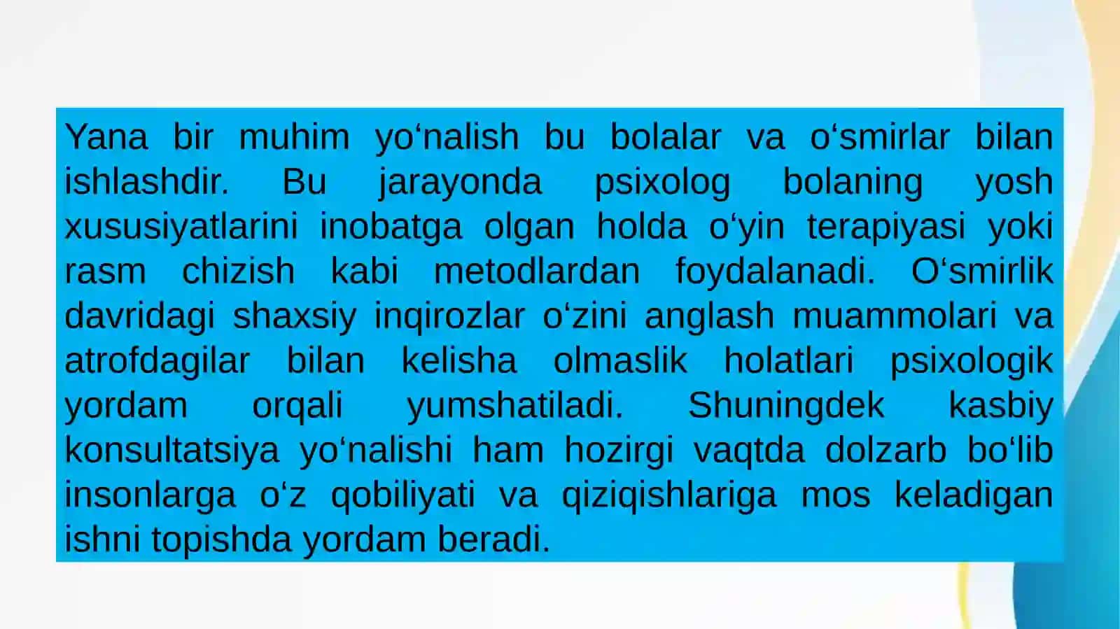 Psixologik konsultatsiya amaliyotidagi ayrim yo‘nalishlar 4