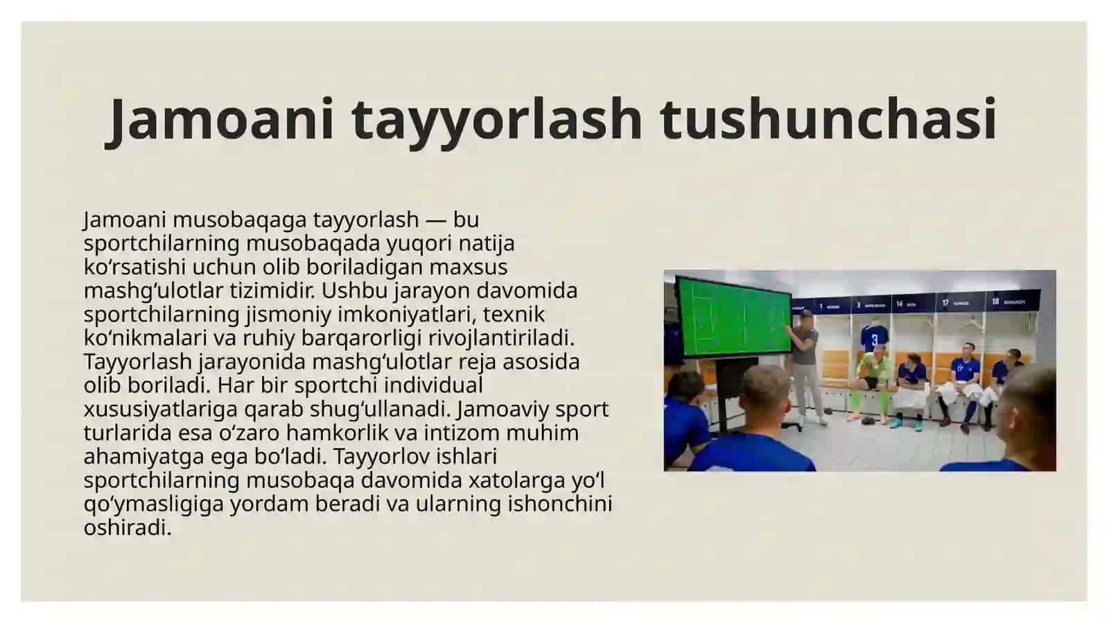 Jamoani musobaqaga tayyorlashni maqsadi va vazifalari 4