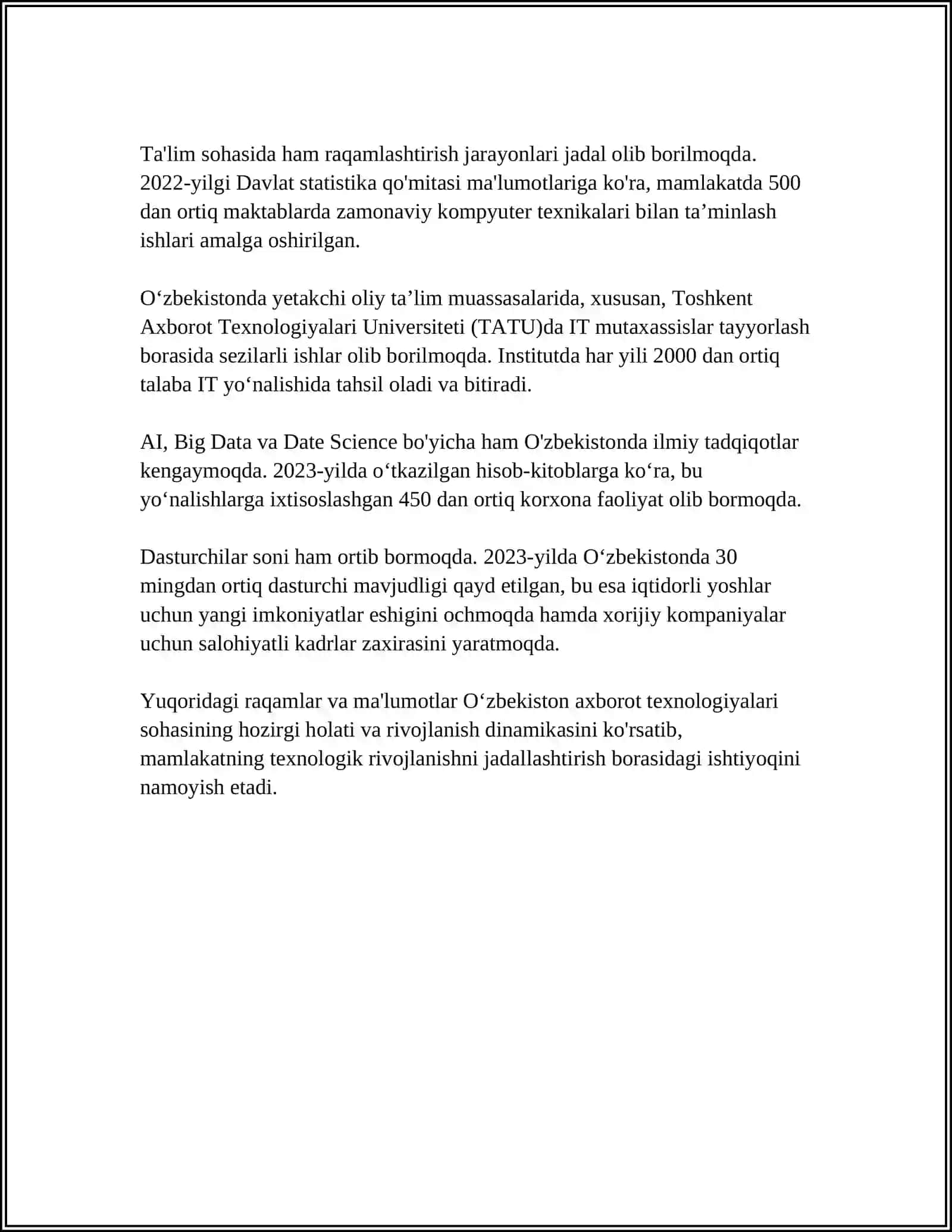 Oʻzbekistonning axborot texnologiyalari sohasidagi o'rni 4