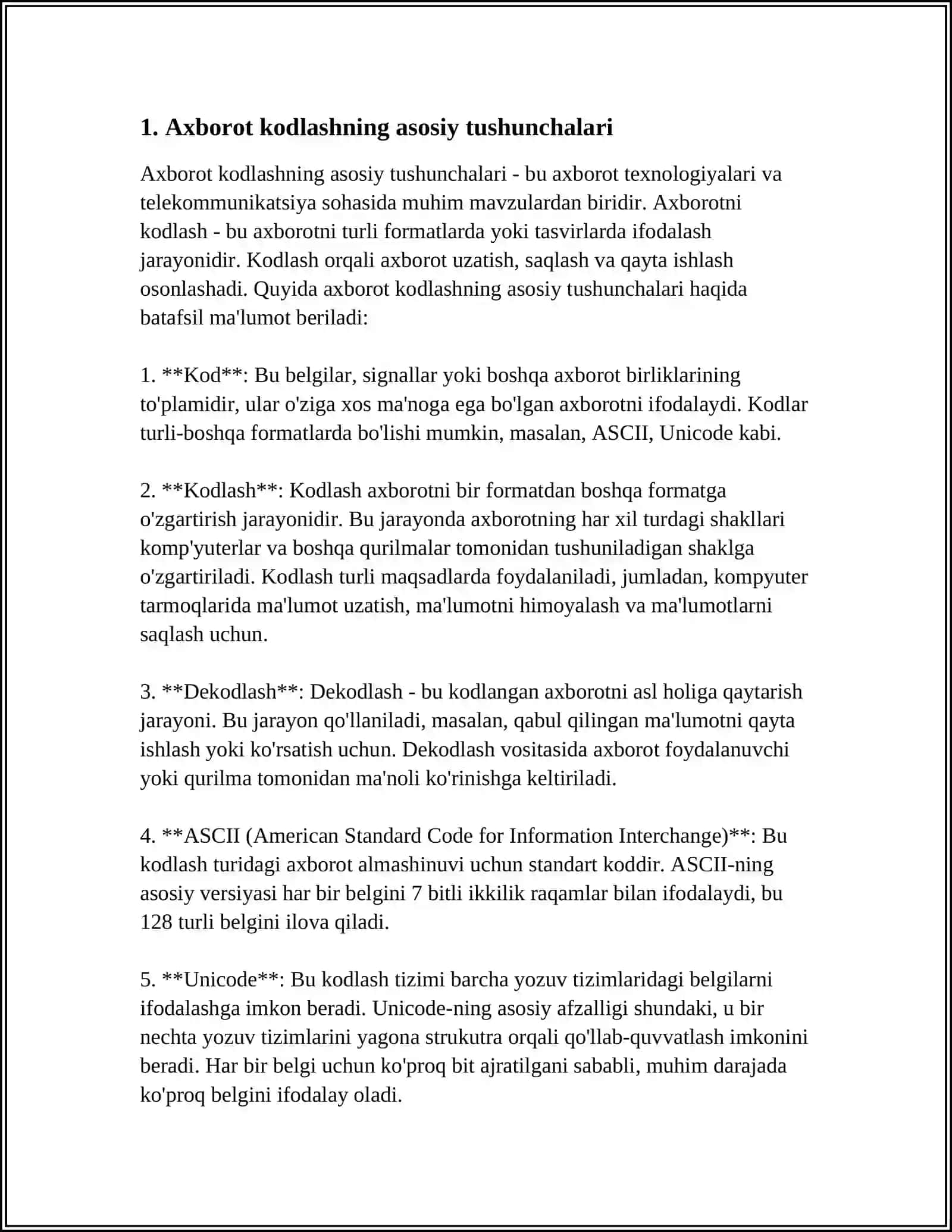 MATNLI AXBOROTLARNI KODLASH USULLARI 4