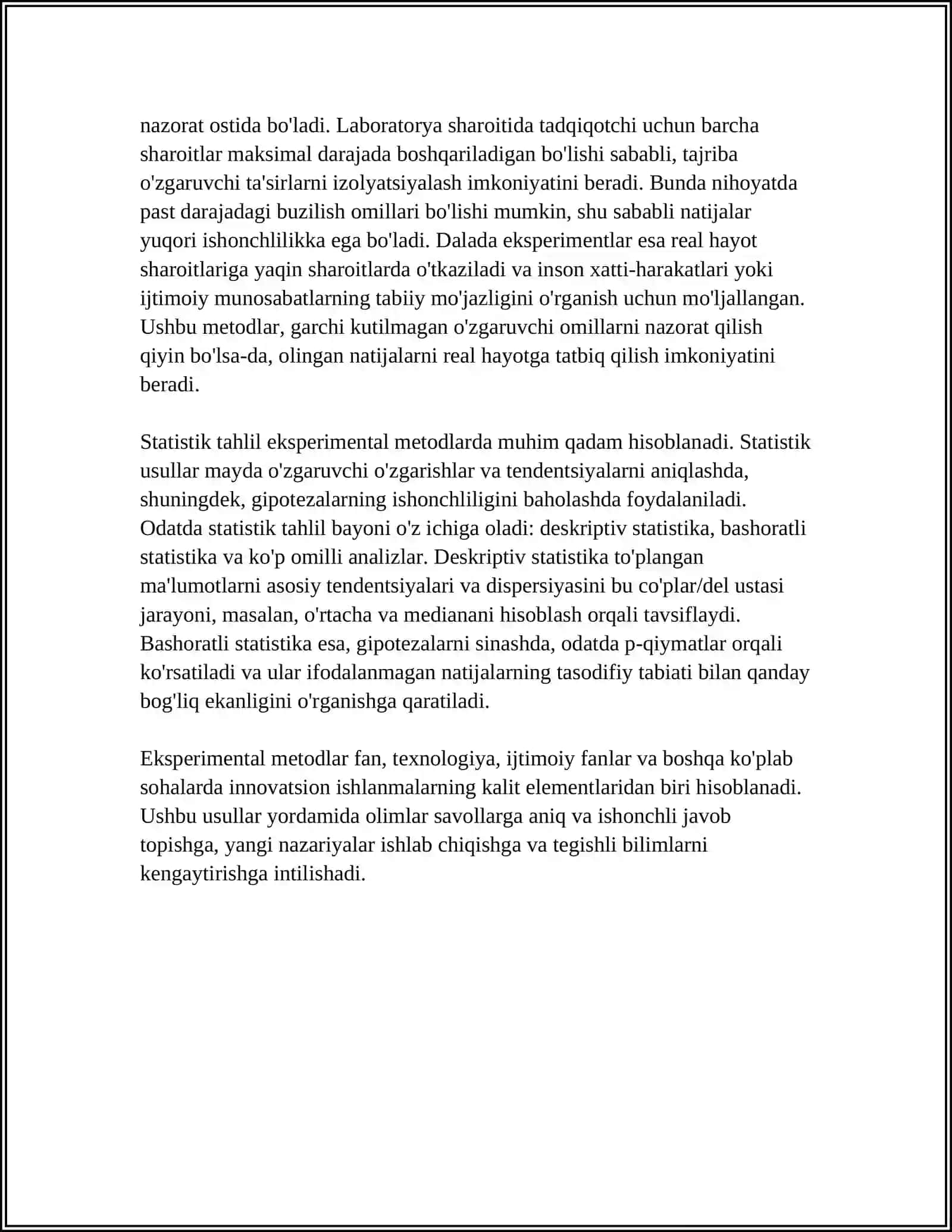 HOZIRGI ZAMON PSIXOLOGIYASINING TADQIQOT METODLARI. PSIXIKANING FILOGENETIK TARAQQIYOTI 4