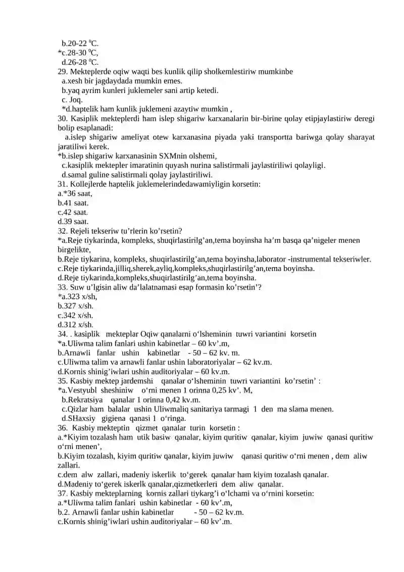 Mektep, mektep internatlarda kontrol sanitar gigiyenik tekseriw 4