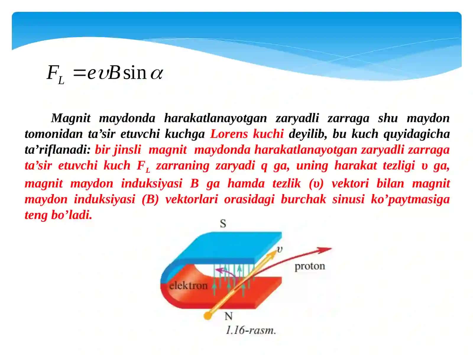 BIR JISNLI MAGNIT MAYDONDA ZARYADLI ZARRANING HARAKATI. LORENS KUCHI 4