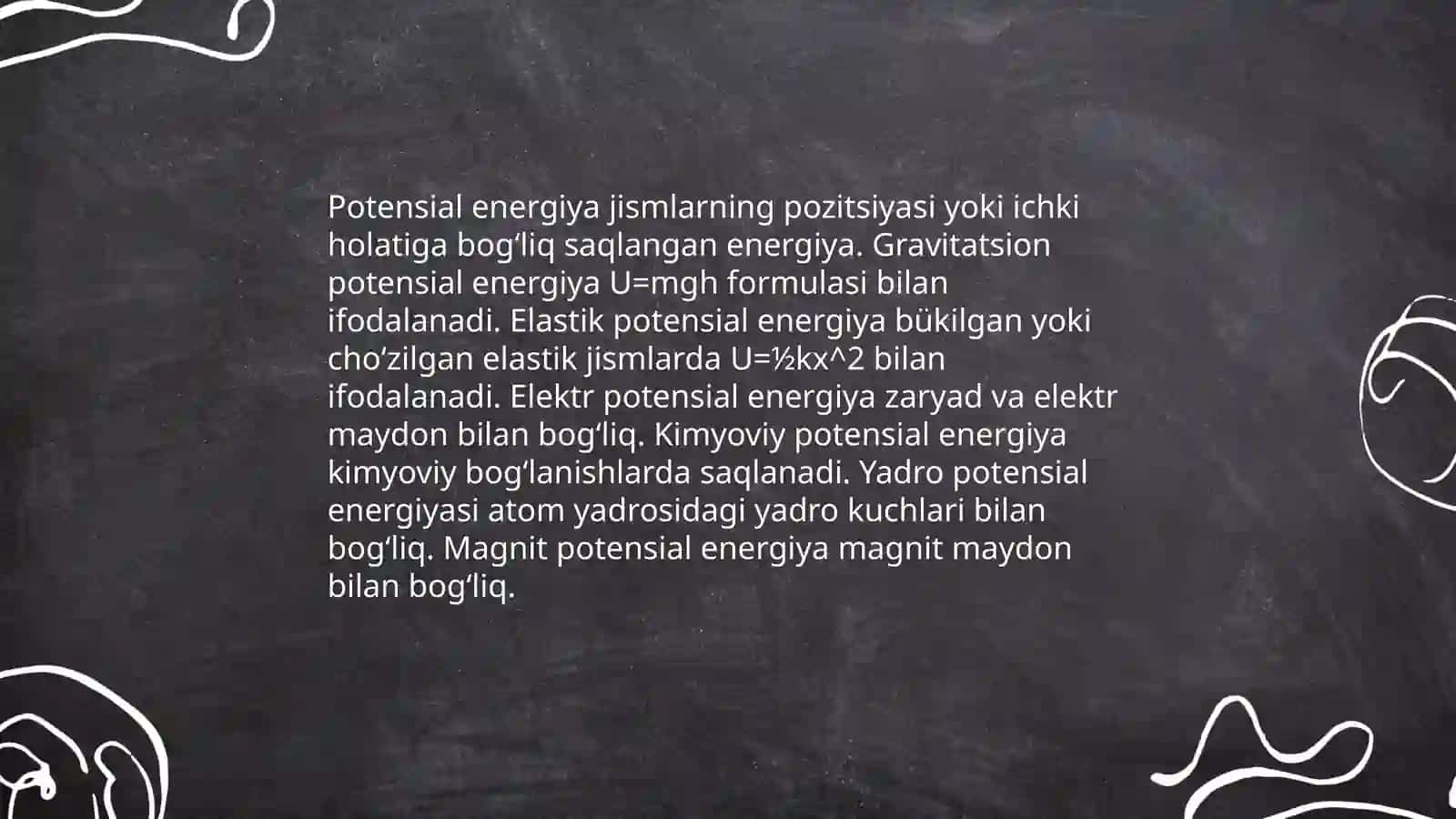 Kinetik va potensial energiyalar 4
