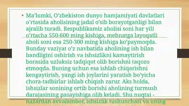Ishsizlik sabablari, turlari va ko’rsatkichlari 4