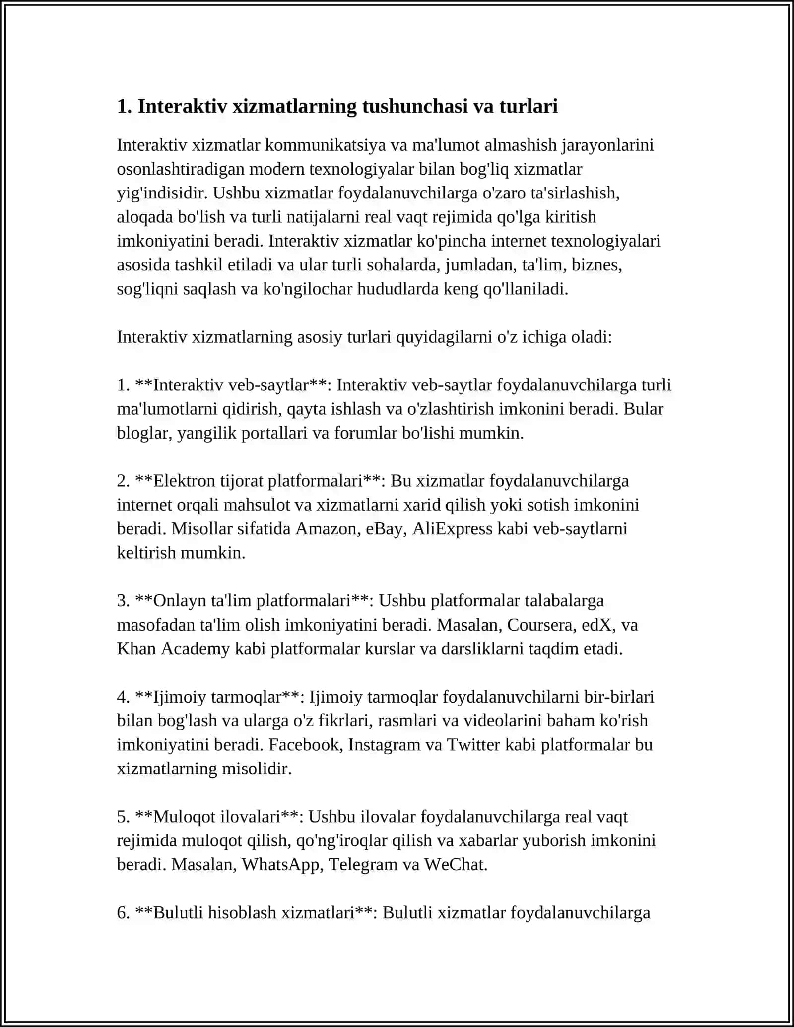 INTERAKTIV XIZMATLAR VA ULAR BILAN ISHLASH 4