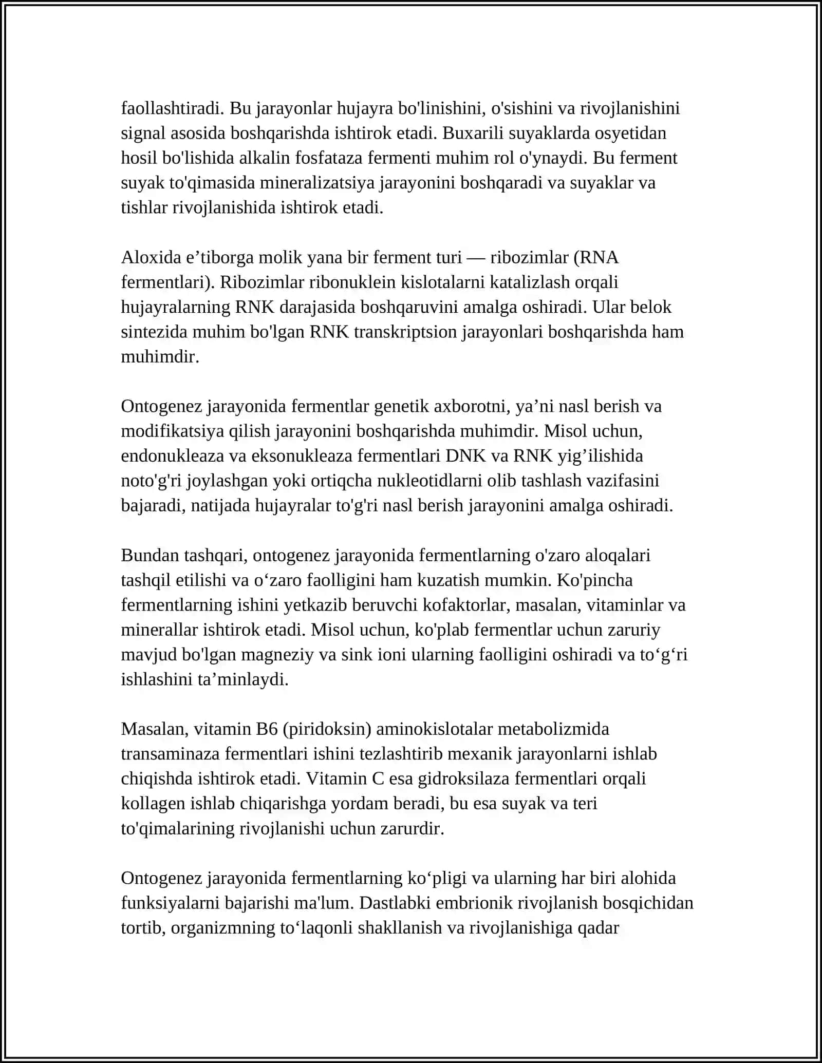 ONTOGENEZDA FERMENTLAR BOSHQARILISHINING AHAMIYATI 4
