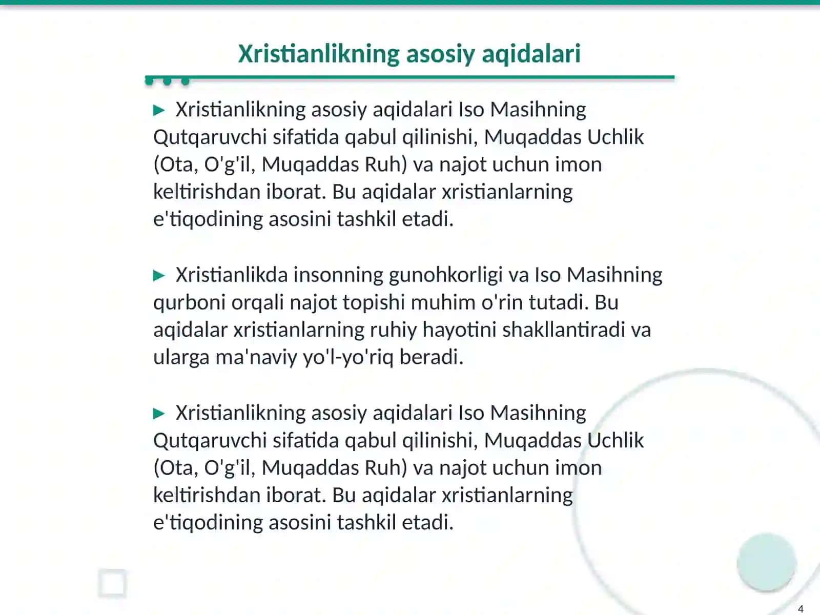 Xristianlikning paydo bo'lishi, aqidalari, asosiy yo'nalishlari, ta'limotlari va manbalari 4