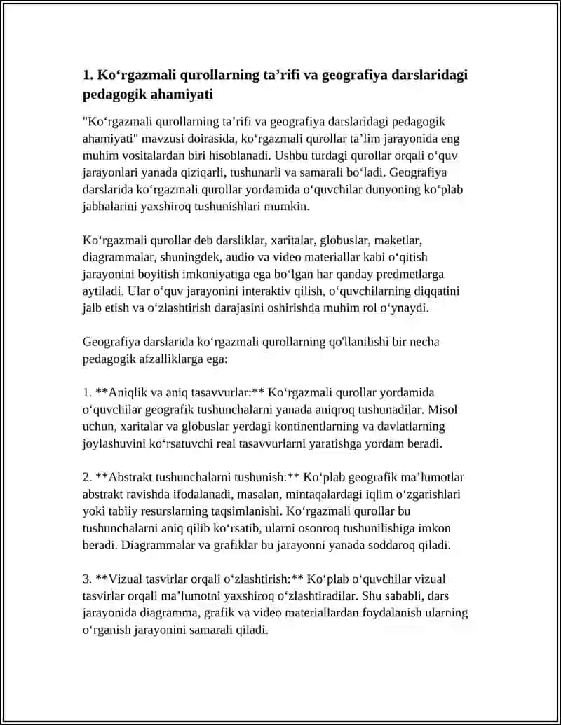 KOʻRGAZMALI QUROLLAR,ULARNING TURLARI VA GEOGRAFIYA MAVZULARIGA OID DARSLARIDA ULARDAN FOYDALANISH METODIKASI 4