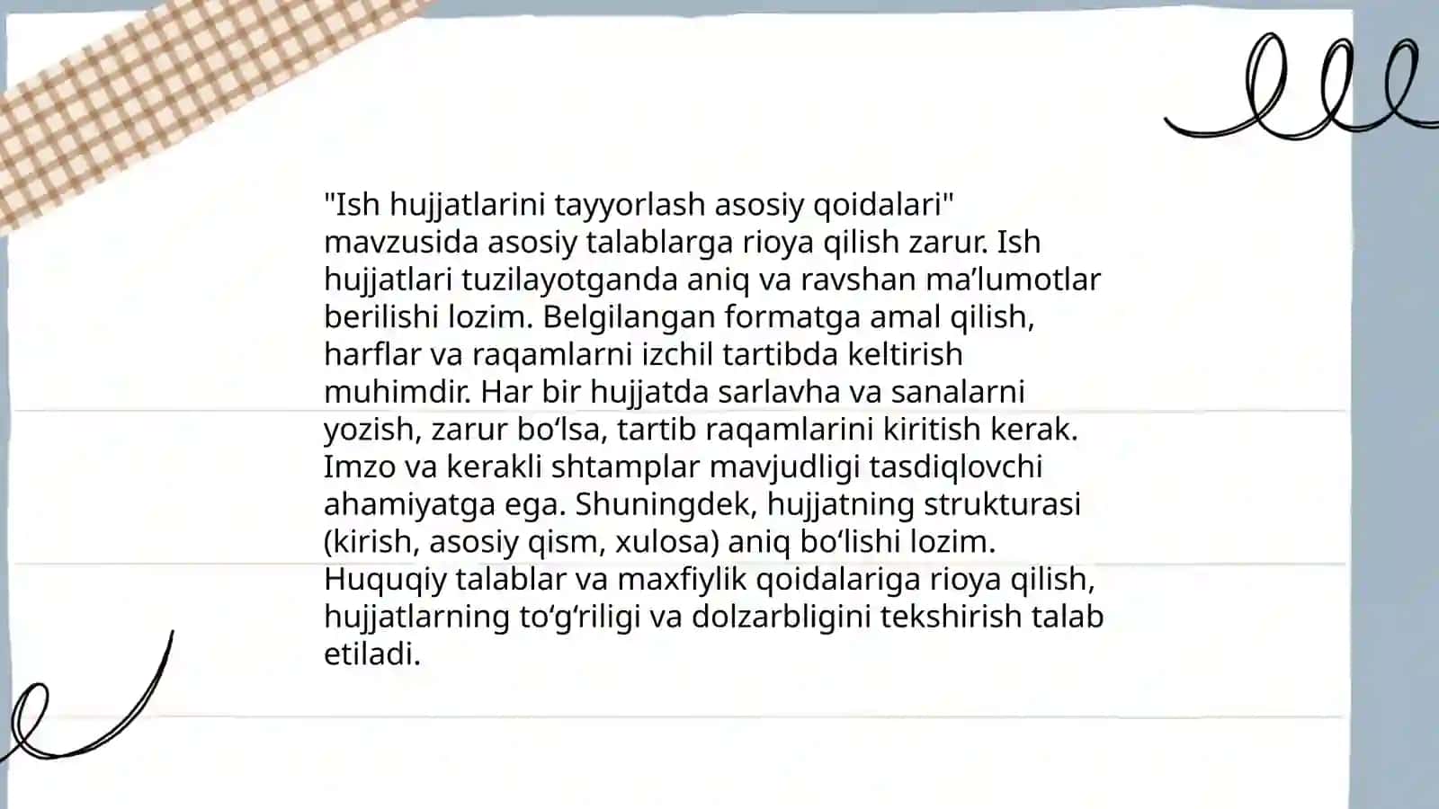 Ish hujjatlari va ularga qo'yiladigan asosiy talablar 4