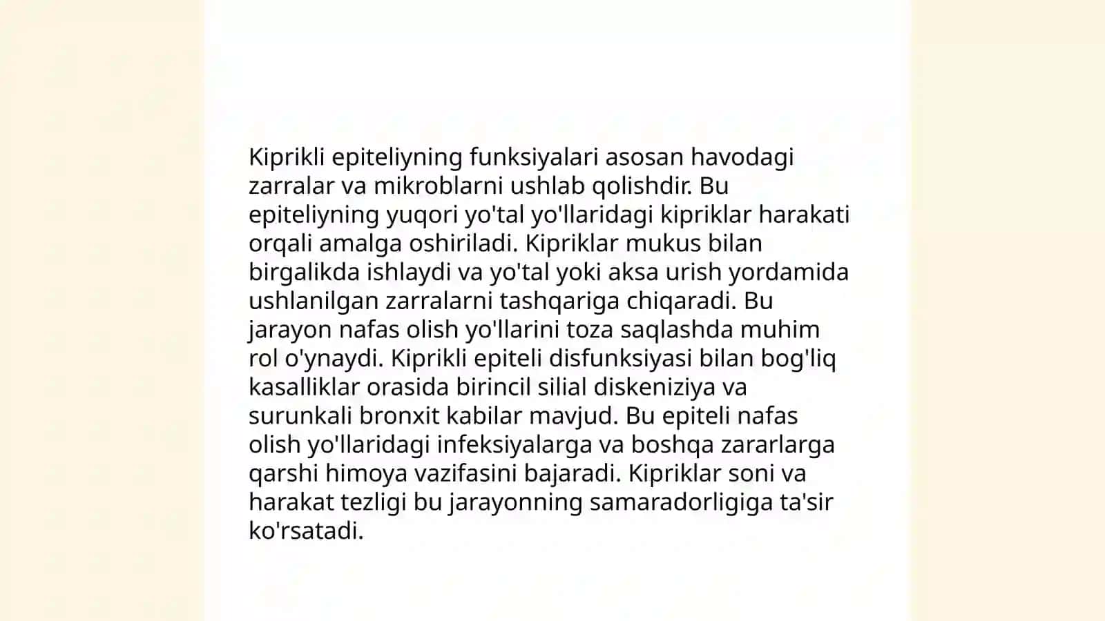 Bir qavatli koʻp qatorli silindrsimon kiprikli epiteliy 4