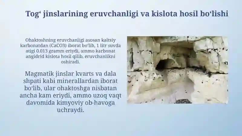 Yer osti suvlarining g'orlar shakllanishidagi o'rni 4