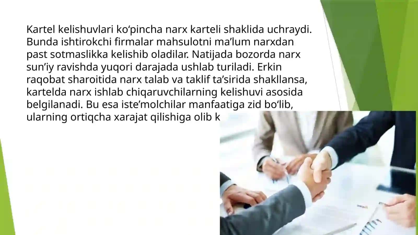 Kartel kelishuvlari va ularning barqarorlik shartlari 4